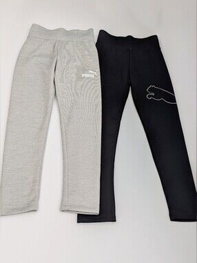 Bundle of 2 Puma Girls' (7/8-Medium) Sweatpants/Joggers/Leggings w/Fleece Lining